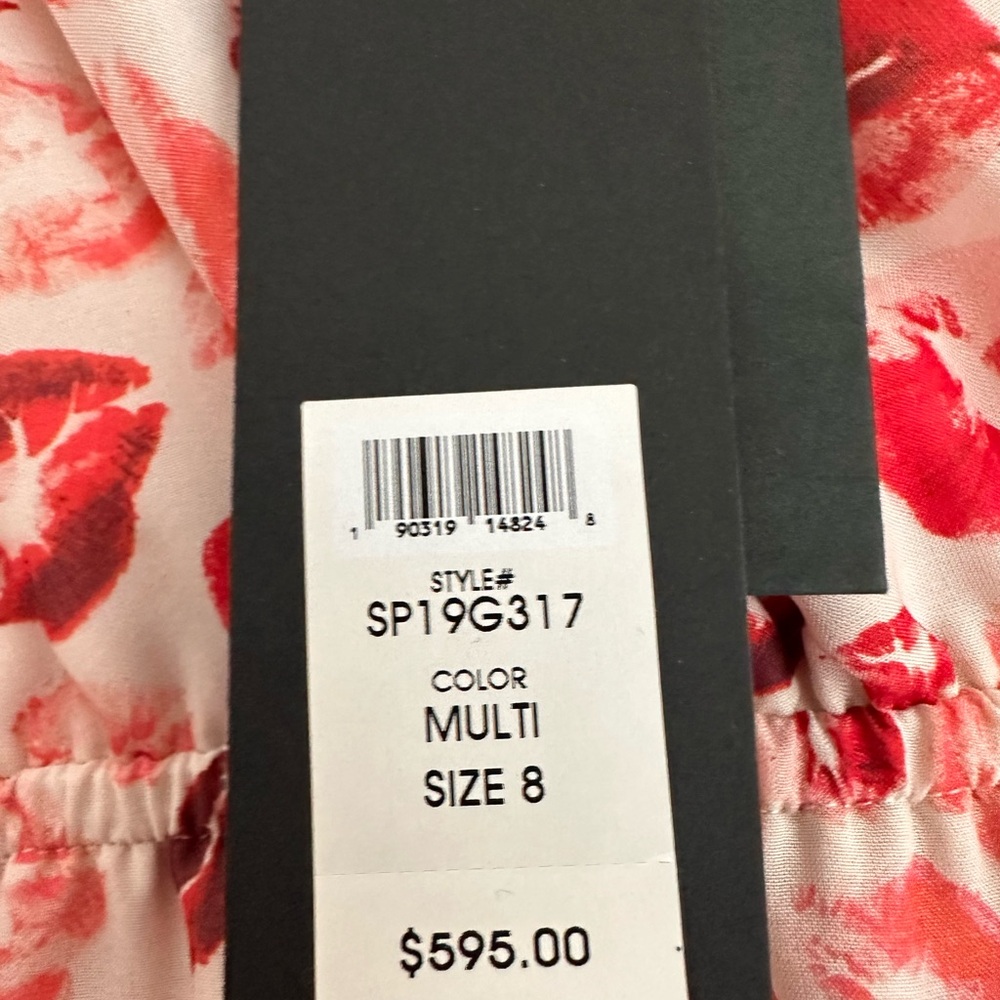 Rachel Zoe 100% Silk NWT Lipstick Print Maxi Ruffle Dress - Picture 10 of 11
